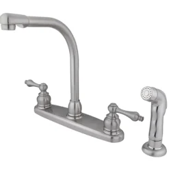 Kingston Brass Water Saving Victorian High Arch Kitchen Faucet with Sprayer and Lever Handles
