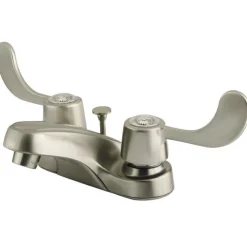 Kingston Brass Water Saving Vista Centerset Lavatory Faucet with Blade Handles and Brass Pop Up