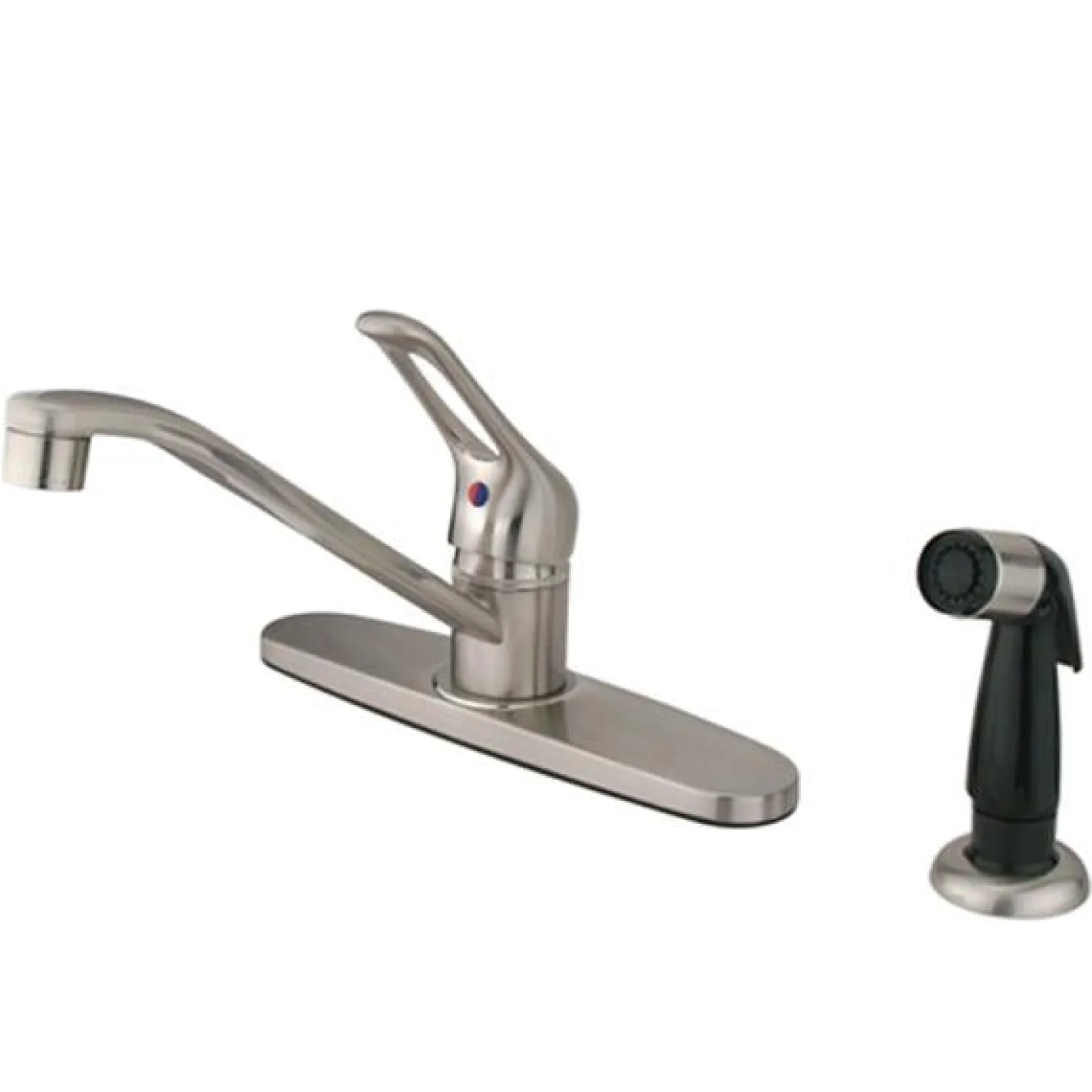 Kingston Brass Water Saving Wyndham Centerset Kitchen Faucet with Single Loop Handle and Side Sprayer
