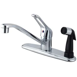 Kingston Brass Water Saving Wyndham Centerset Kitchen Faucet with Single Loop Handle and Deck Sprayer