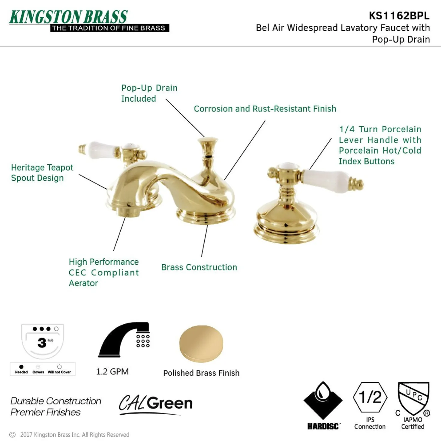 Kingston Brass 8" Widespread Deck Mount Bathroom Faucet