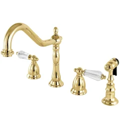Kingston Brass Widespread Kitchen Faucet with Brass Sprayer