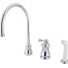 Kingston Brass Widespread Single Handle Kitchen Faucet with Non-Metallic Sprayer