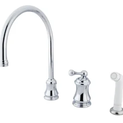 Kingston Brass Widespread Single Handle Kitchen Faucet with Non-Metallic Sprayer