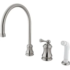 Kingston Brass Widespread Single Handle Kitchen Faucet with Non-Metallic Sprayer