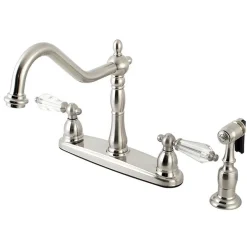 Kingston Brass Wilshire 8" Centerset Kitchen Faucet with Brass Sprayer