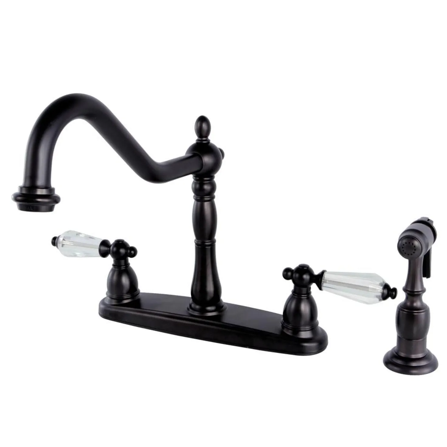 Kingston Brass Wilshire 8" Centerset Kitchen Faucet with Brass Sprayer