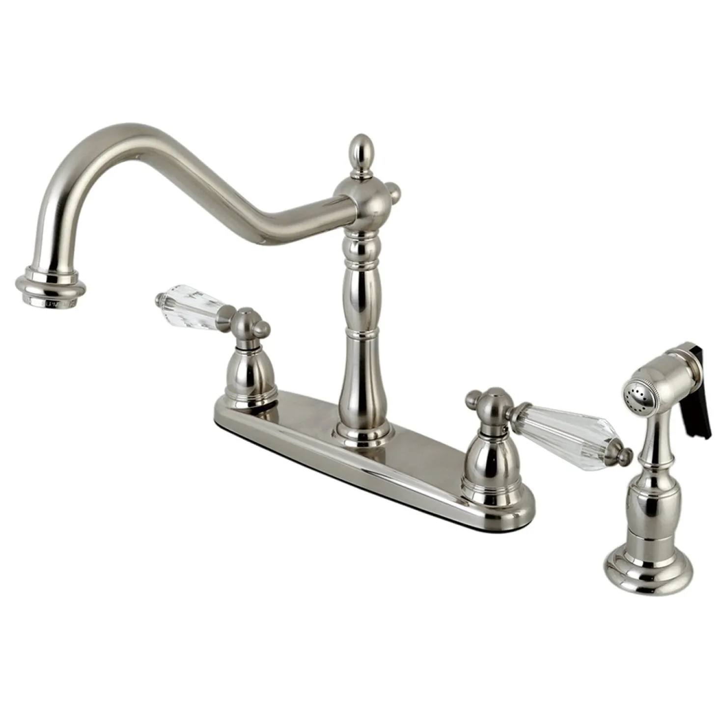Kingston Brass Wilshire 8" Centerset Kitchen Faucet with Brass Sprayer