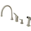 Kingston Brass Wyndham Single Loop Handle Kitchen Faucet with Soap Dispenser and Side Sprayer