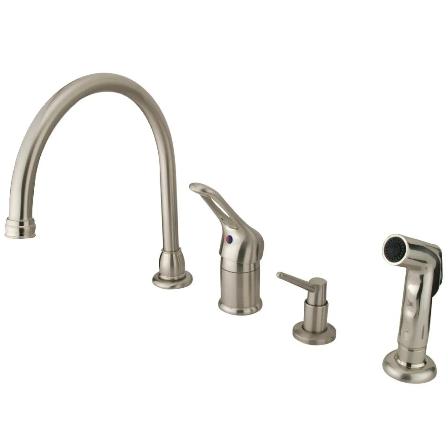 Kingston Brass Wyndham Single Loop Handle Kitchen Faucet with Soap Dispenser and Side Sprayer