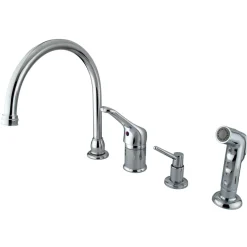 Kingston Brass Wyndham Single Loop Handle Kitchen Faucet with Soap Dispenser and Side Sprayer