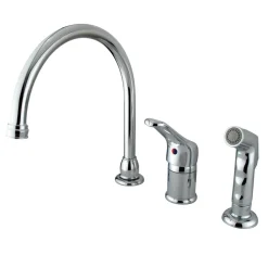 Kingston Brass Wyndham Single Loop Handle Kitchen Faucet with Non-Metallic Side Sprayer