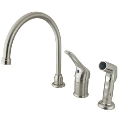 Kingston Brass Wyndham Single Loop Handle Kitchen Faucet with Non-Metallic Side Sprayer
