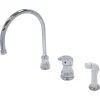 Kingston Brass Wyndham Single Loop Handle Widespread Kitchen Faucet with White Sprayer