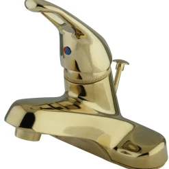 Kingston Brass Wyndham Single Handle 4" Centerset Lavatory Faucet with Brass Pop-up in Polished Brass