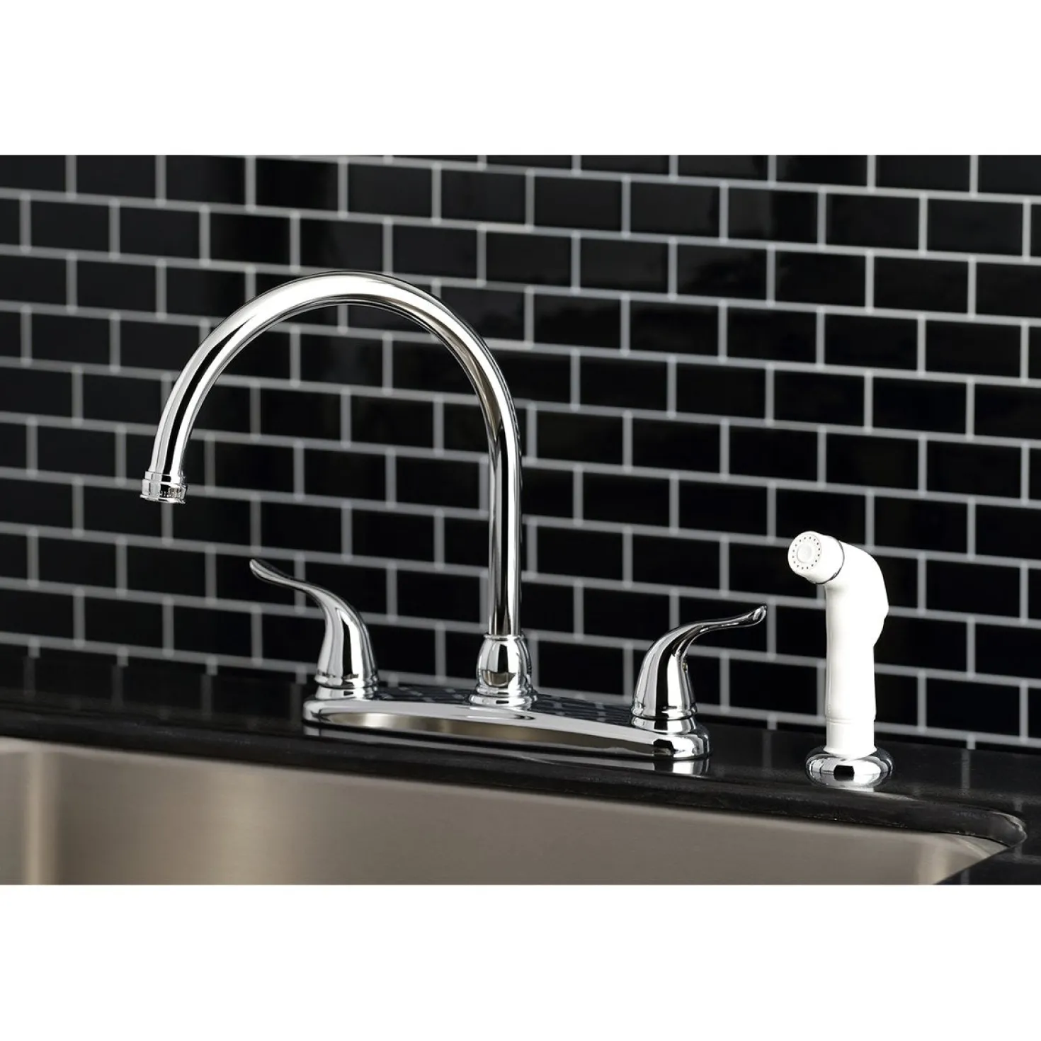 Kingston Brass Yosemite 8" Centerset Kitchen Faucet with Sprayer