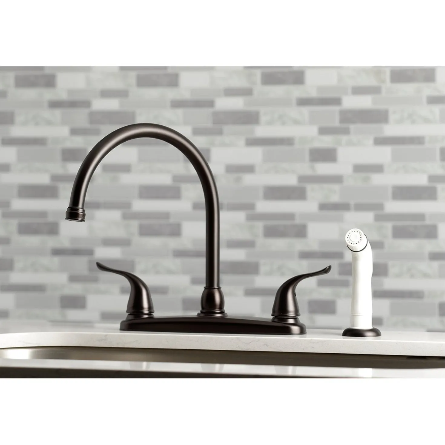 Kingston Brass Yosemite 8" Centerset Kitchen Faucet with Sprayer