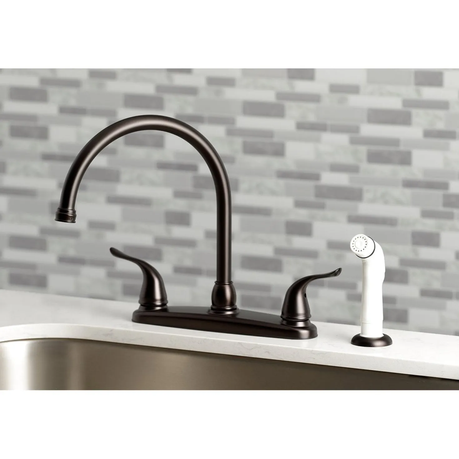 Kingston Brass Yosemite 8" Centerset Kitchen Faucet with Sprayer