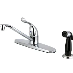 Kingston Brass Yosemite 8-Inch Centerset Kitchen Faucet with Black Side Sprayer