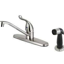 Kingston Brass Yosemite 8-Inch Centerset Kitchen Faucet with Black Side Sprayer