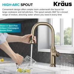 KRAUS Allyn Black Stainless Nut & Bolt Diamond Cut Kitchen Faucet
