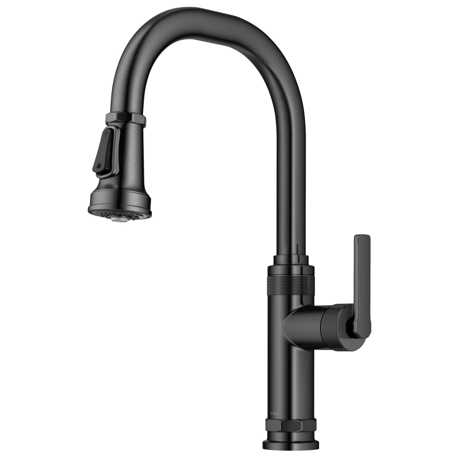 KRAUS Allyn Black Stainless Nut & Bolt Diamond Cut Kitchen Faucet