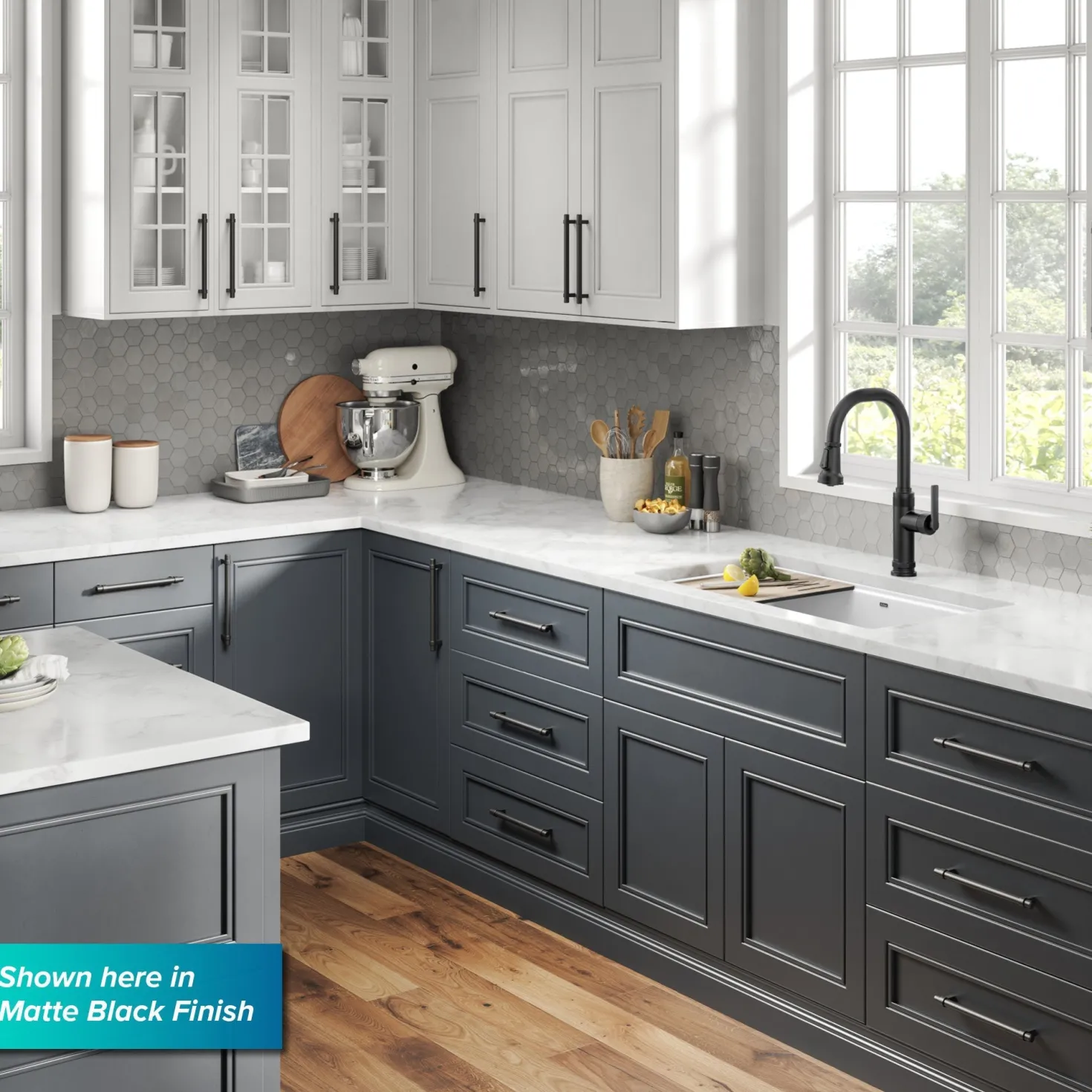 KRAUS Allyn Black Stainless Nut & Bolt Diamond Cut Kitchen Faucet