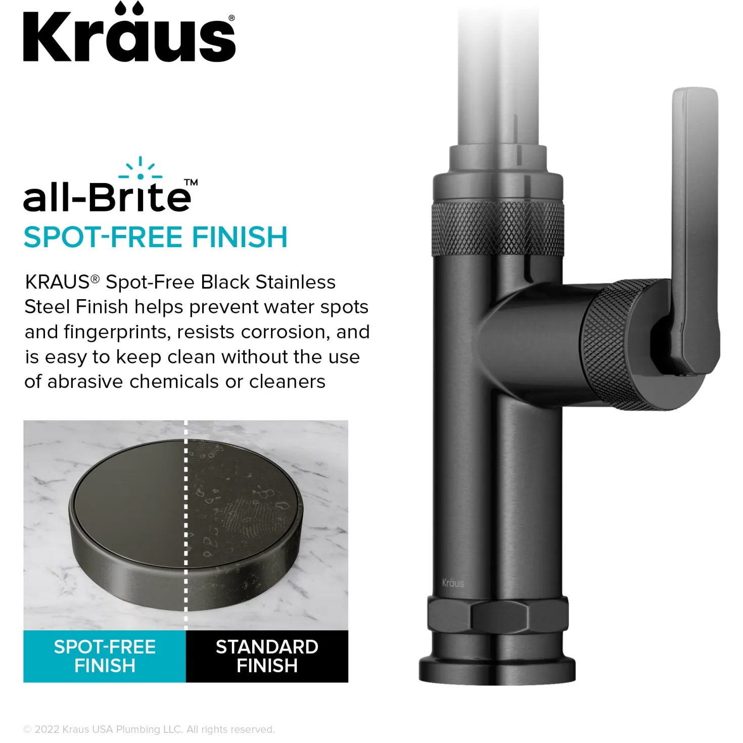 KRAUS Allyn Black Stainless Nut & Bolt Diamond Cut Kitchen Faucet