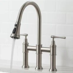 KRAUS Allyn Bridge Faucet with Pull-Down Sprayhead in Spot Free Stainless Steel