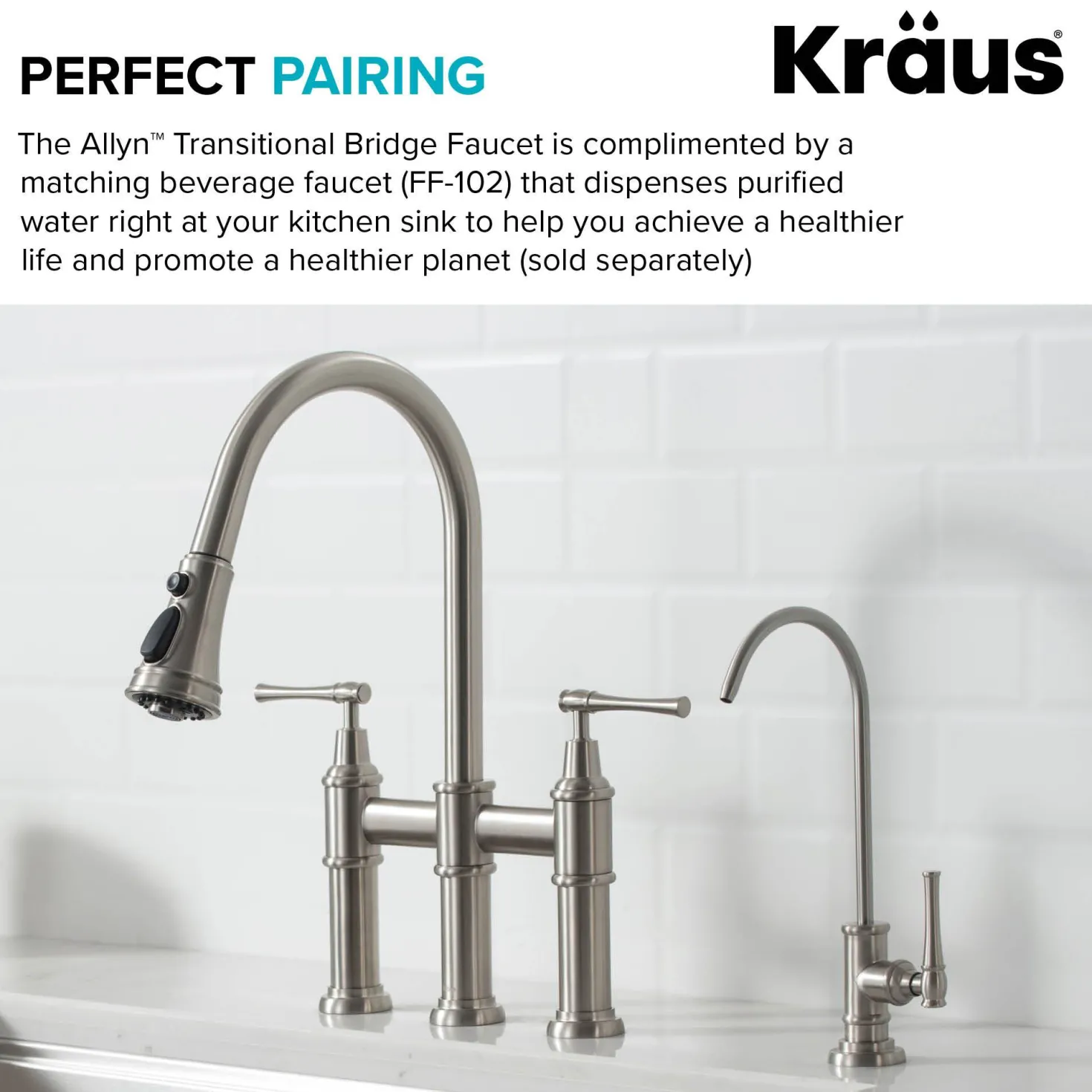 KRAUS Allyn Bridge Faucet with Pull-Down Sprayhead in Spot Free Stainless Steel