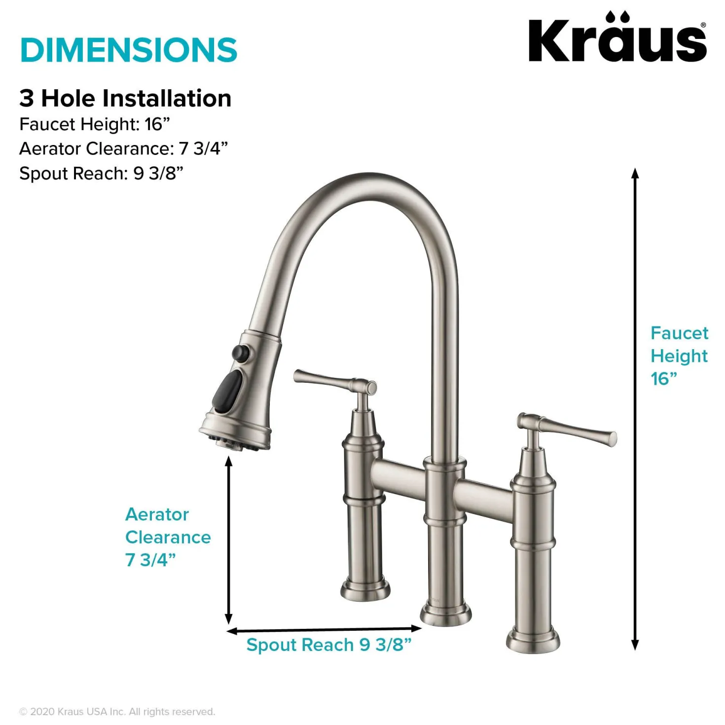 KRAUS Allyn Bridge Faucet with Pull-Down Sprayhead in Spot Free Stainless Steel