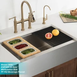KRAUS Allyn Bridge Faucet with Pull-Down Sprayhead in Brushed Gold