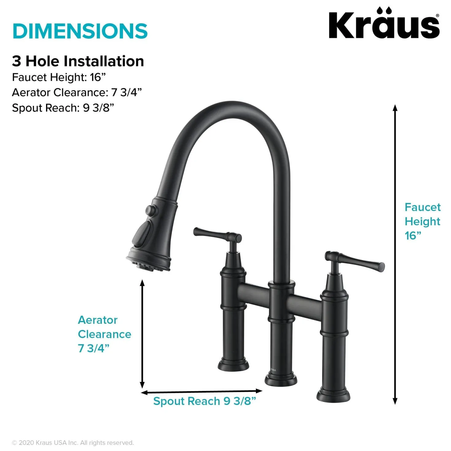 KRAUS Allyn Bridge Faucet with Pull-Down Sprayhead in Matte Black