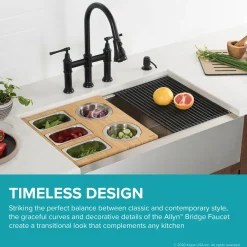 KRAUS Allyn Bridge Faucet with Pull-Down Sprayhead in Matte Black