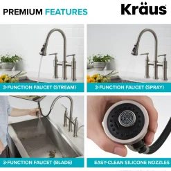 KRAUS Allyn Bridge Faucet with Pull-Down Sprayhead in Matte Black