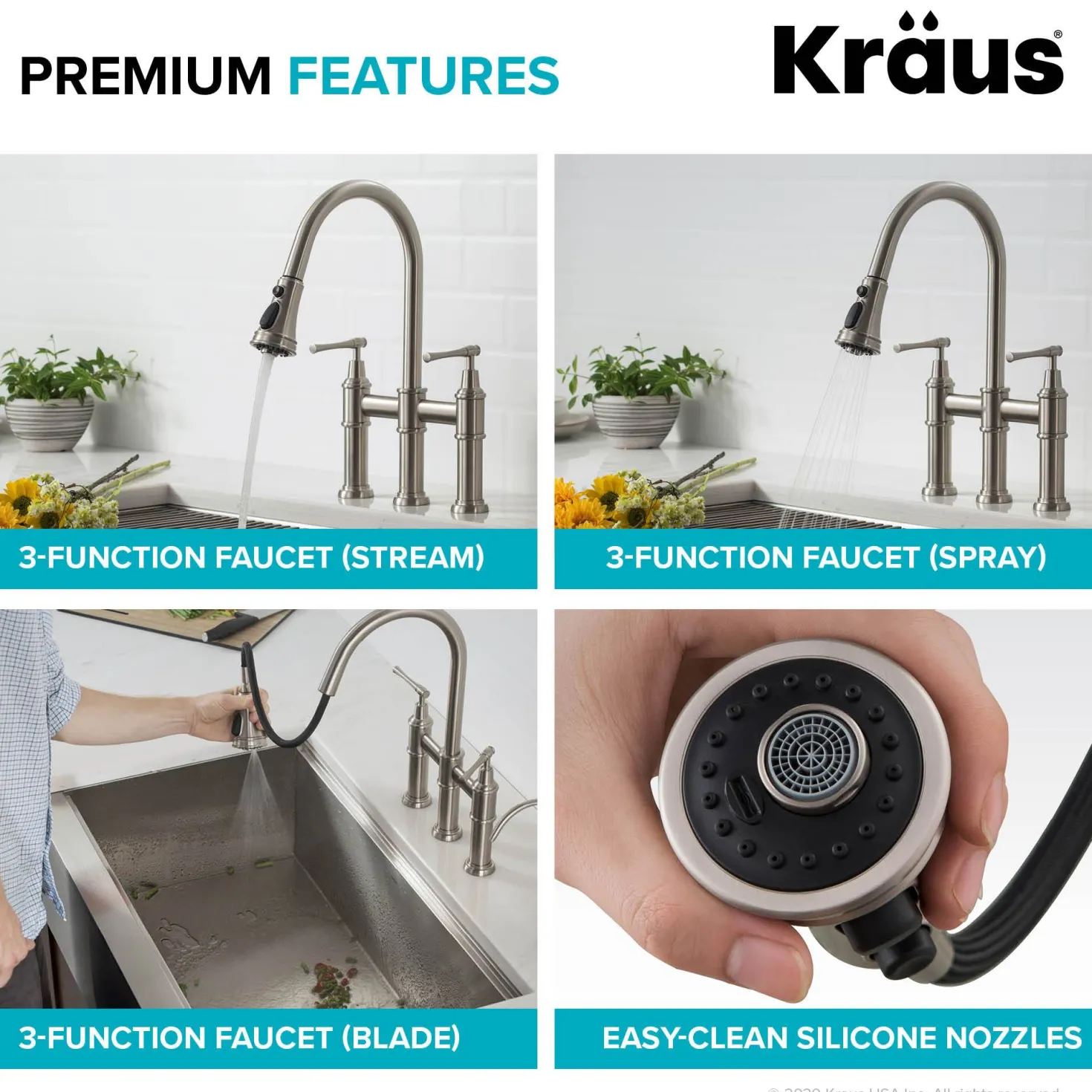 KRAUS Allyn Bridge Faucet with Pull-Down Sprayhead in Matte Black