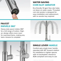 KRAUS Allyn Brushed Gold Single Handle Kitchen Faucet with Diamond Cut