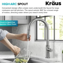KRAUS Allyn Brushed Gold Single Handle Kitchen Faucet with Diamond Cut