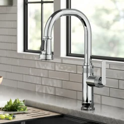 KRAUS Allyn Chrome Nut & Bolt Diamond Cut Kitchen Faucet