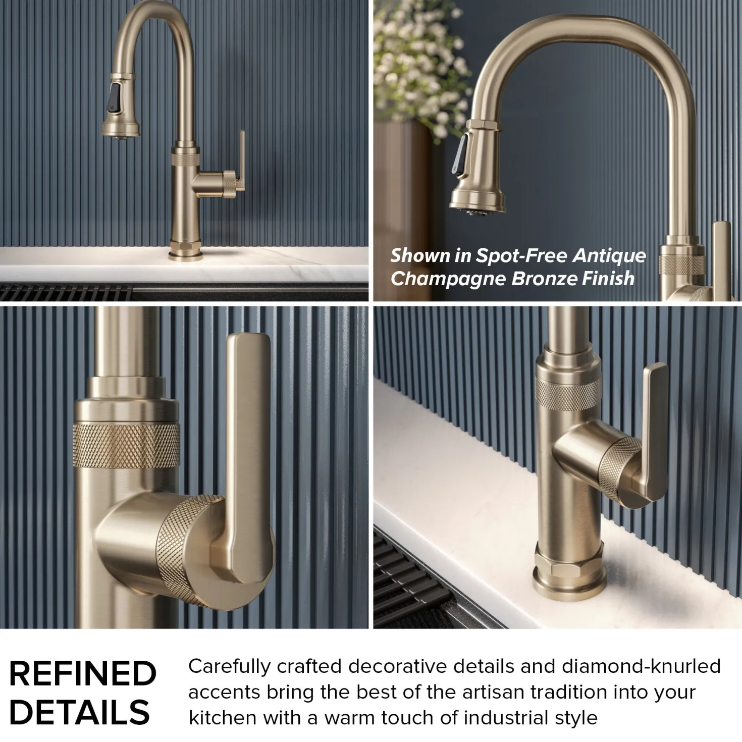 KRAUS Allyn Chrome Nut & Bolt Diamond Cut Kitchen Faucet