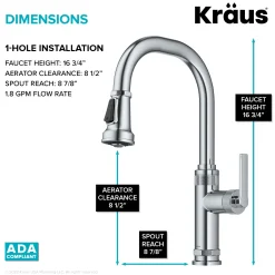 KRAUS Allyn Chrome Nut & Bolt Diamond Cut Kitchen Faucet
