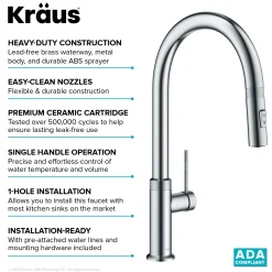 KRAUS Allyn Chrome Single Handle Kitchen Faucet with Diamond Cut- ** Discontinued