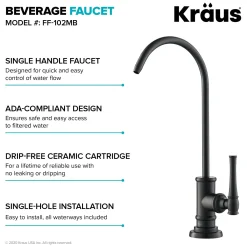 KRAUS Allyn Drinking Water Dispenser Kitchen Faucet in Matte Black
