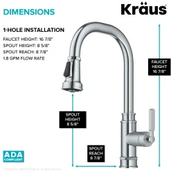 KRAUS Allyn Industrial Pull-Down Kitchen Faucet in Chrome