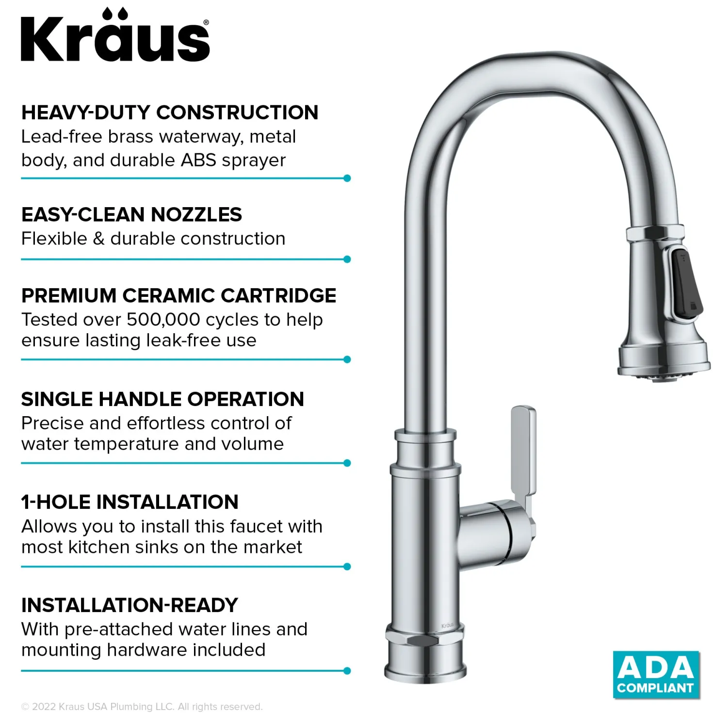 KRAUS Allyn Industrial Pull-Down Kitchen Faucet in Chrome