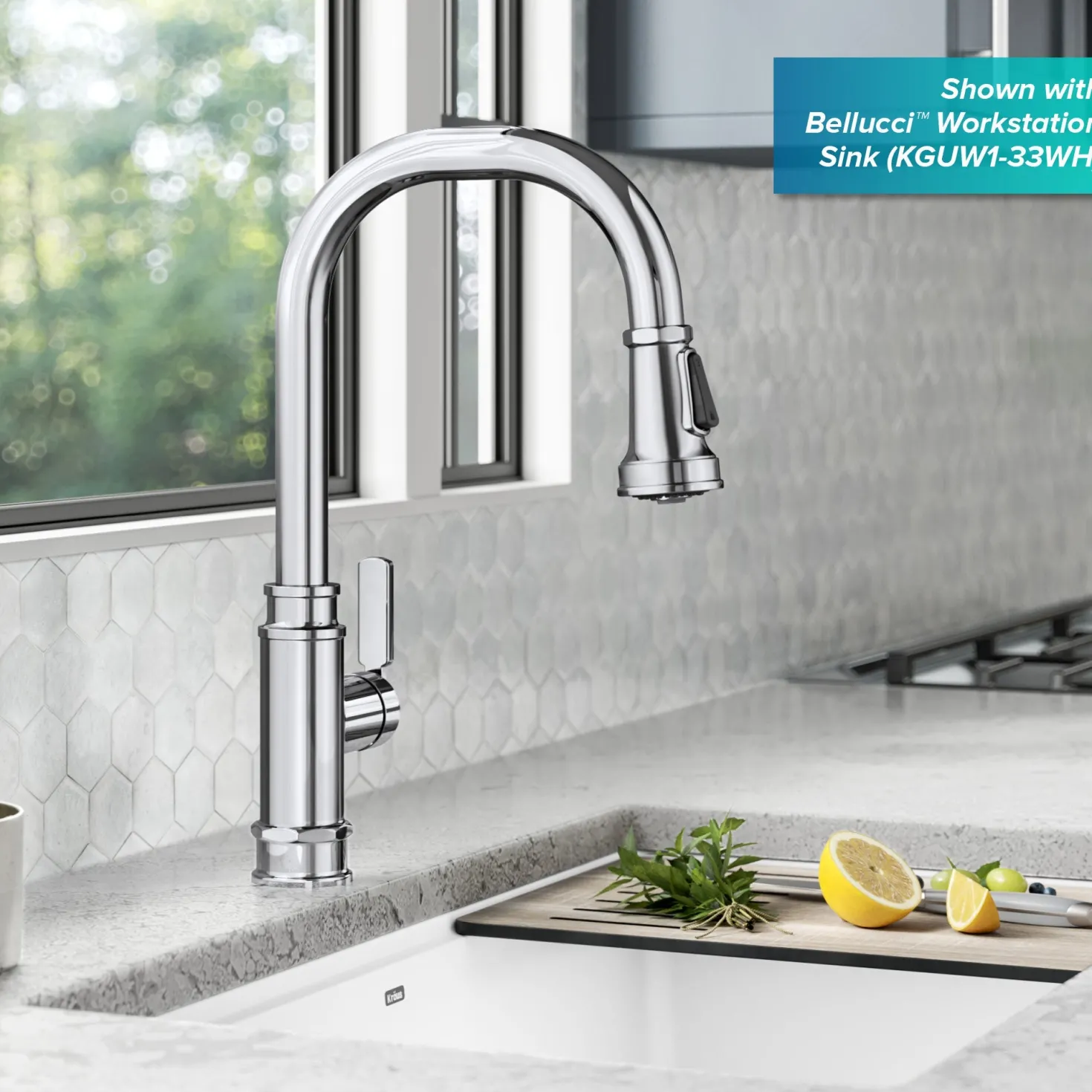 KRAUS Allyn Industrial Pull-Down Kitchen Faucet in Chrome
