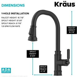 KRAUS Allyn Industrial Pull-Down Kitchen Faucet in Matte Black