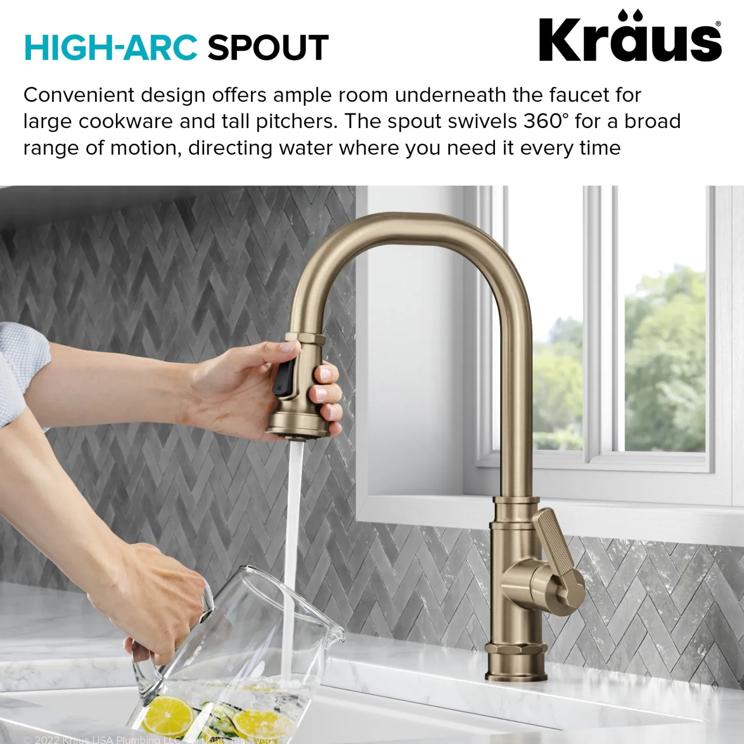 KRAUS Allyn Industrial Pull-Down Kitchen Faucet in Antique Champagne Bronze