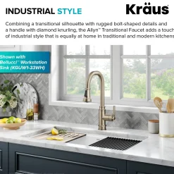KRAUS Allyn Industrial Pull-Down Kitchen Faucet in Antique Champagne Bronze