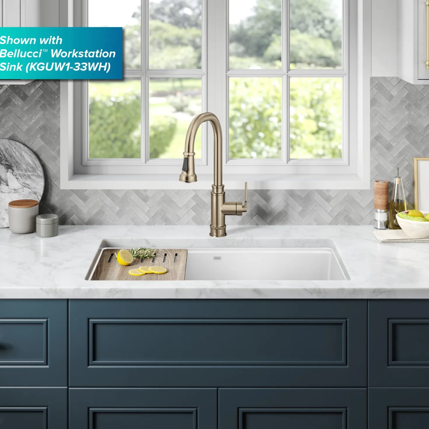 KRAUS Allyn Industrial Pull-Down Kitchen Faucet in Antique Champagne Bronze